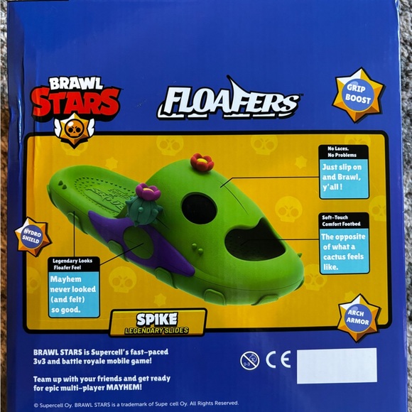 Floafers Slides of Spike from Brawl Stars, Green Character Shoes 9 W / 7 M - Picture 5 of 12